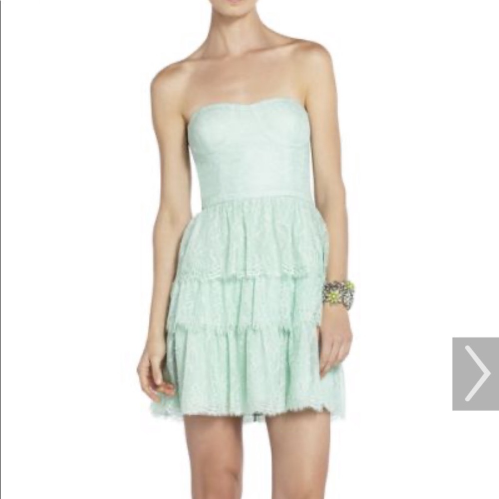 BCBG lilah green lace tiered dress